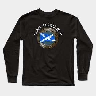 Clan Fergusson Crest & Tartan Knot Long Sleeve T-Shirt